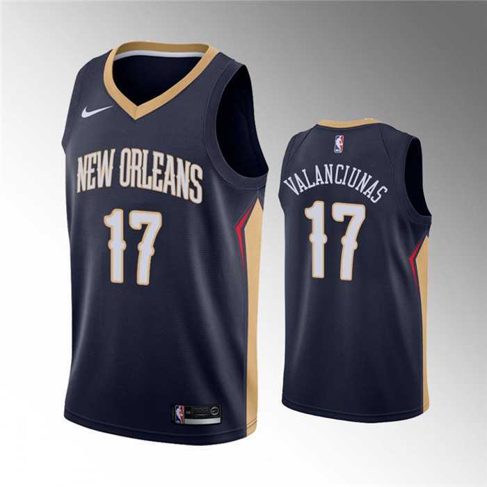 Mens New Orleans Pelicans #17 Jonas Valanciunas Navy Icon Edition Stitched Jersey Dzhi->new orleans pelicans->NBA Jersey